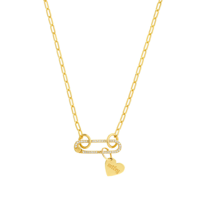 Oval with Diamonds Push Lock Necklace - Lisa Robin