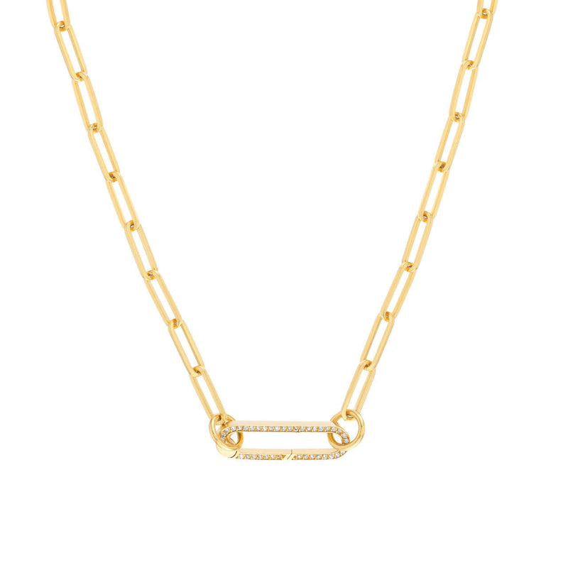 Oval with Diamonds Push Lock Necklace - Lisa Robin