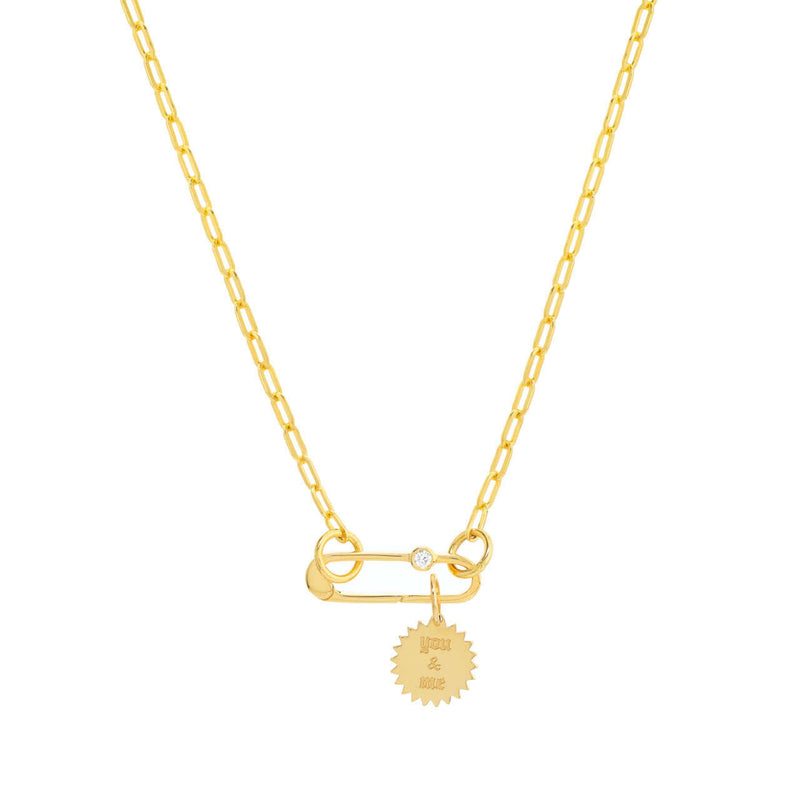 Paper Clip with Diamond Push Lock Necklace | Lisa Robin