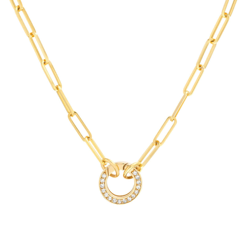 Diamond Circle Push Lock Necklace | Lisa Robin