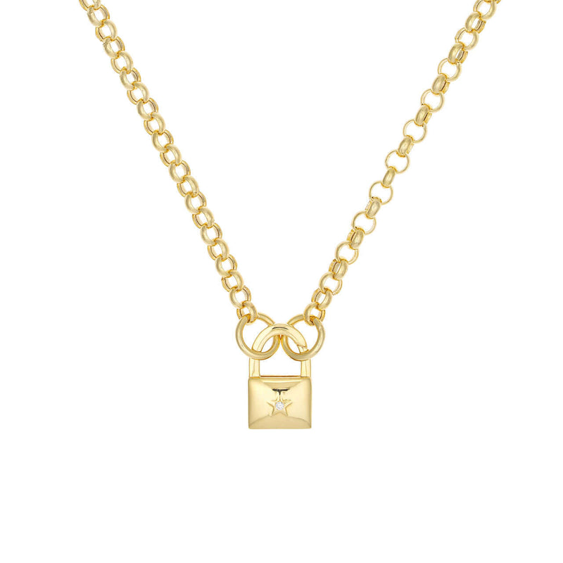 Padlock with Diamond Push Lock Necklace | Lisa Robin