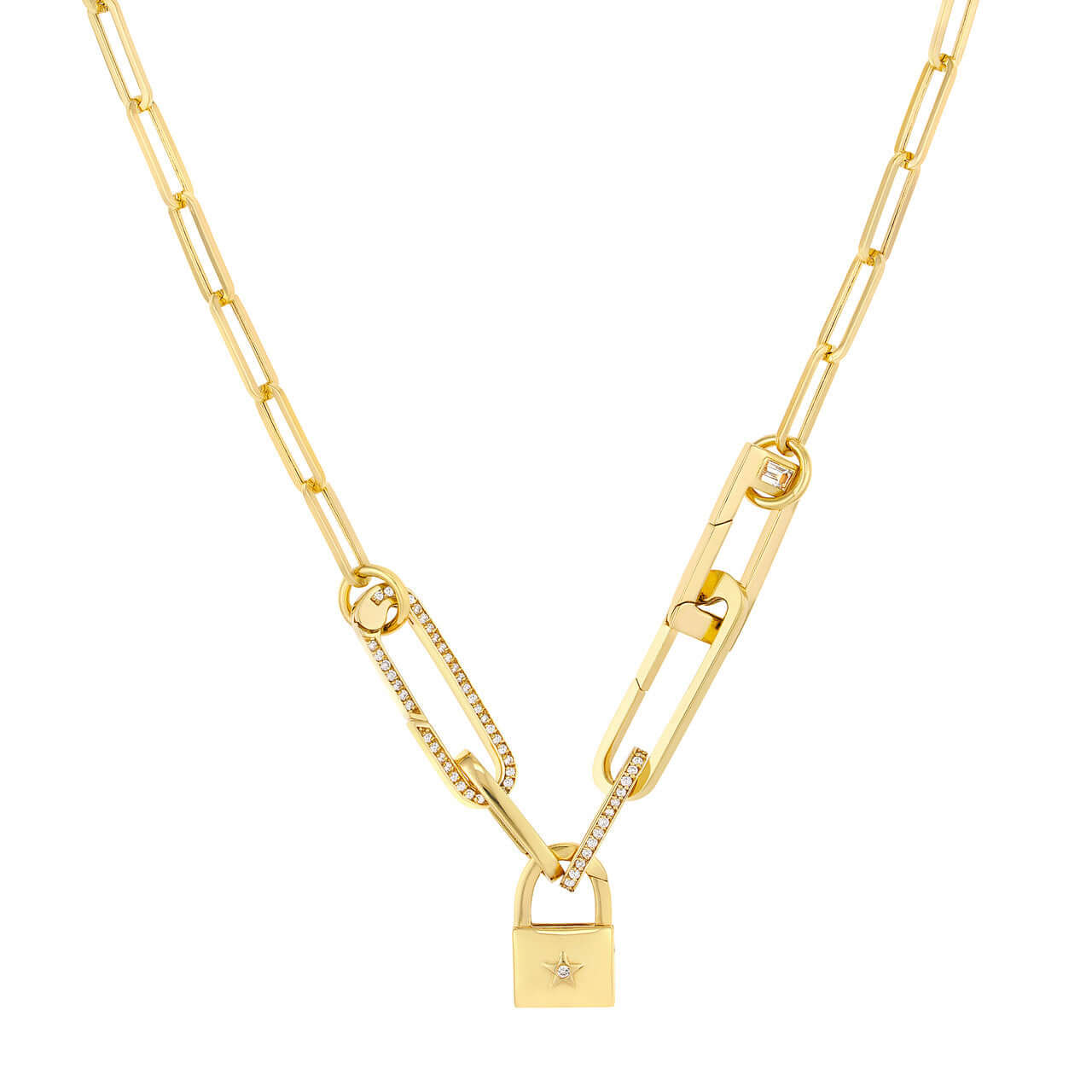 Padlock with Diamond Push Lock Necklace | Lisa Robin