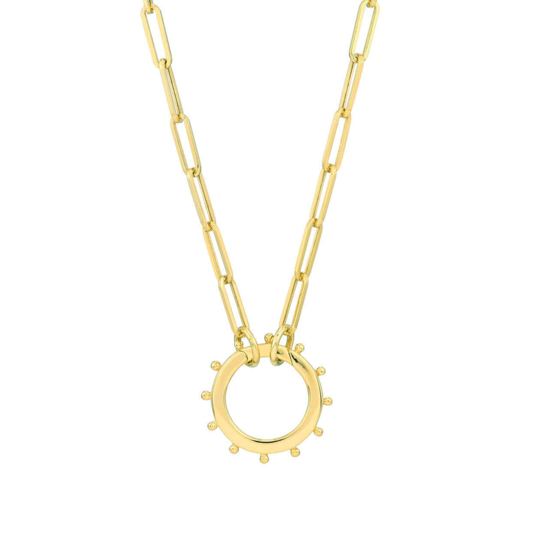 Round with Beaded Edge Push Lock Necklace | Lisa Robin