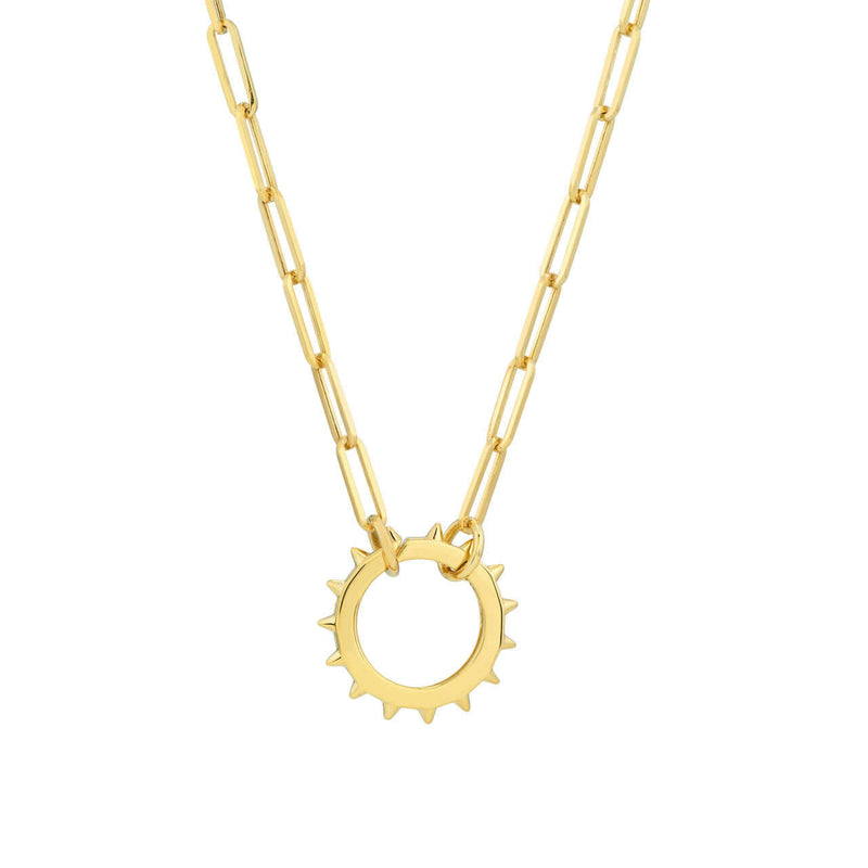 Spiked Edge Round Push Lock Necklace - Lisa Robin