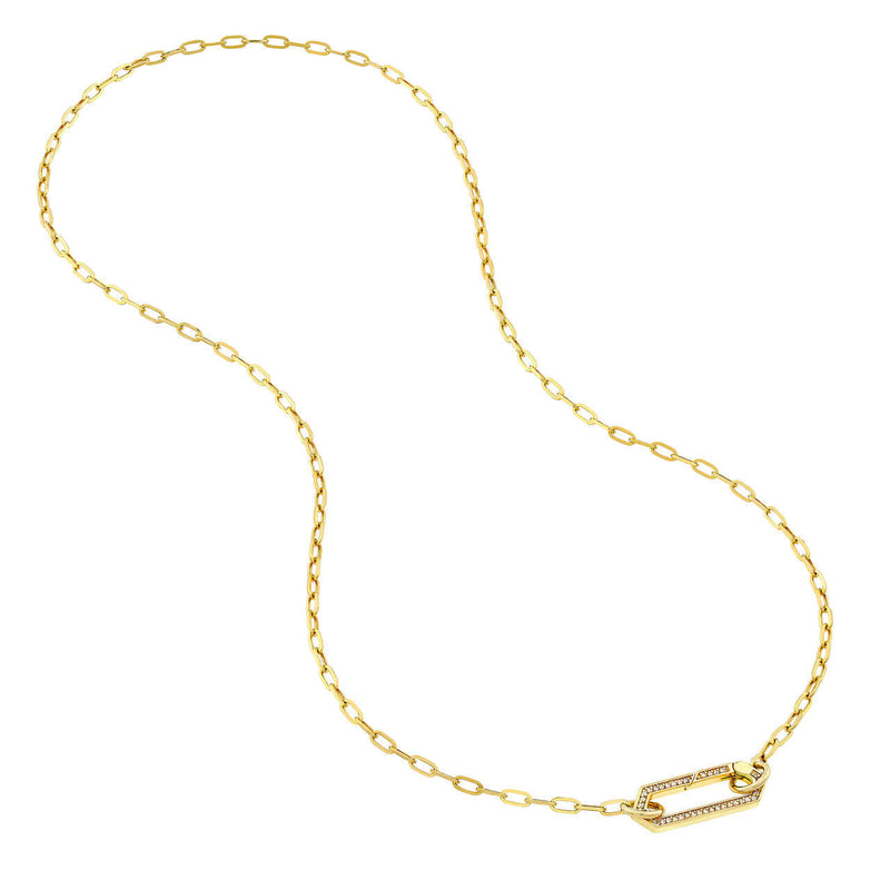 Long Hexagon with Diamonds Push Lock Necklace | Lisa Robin