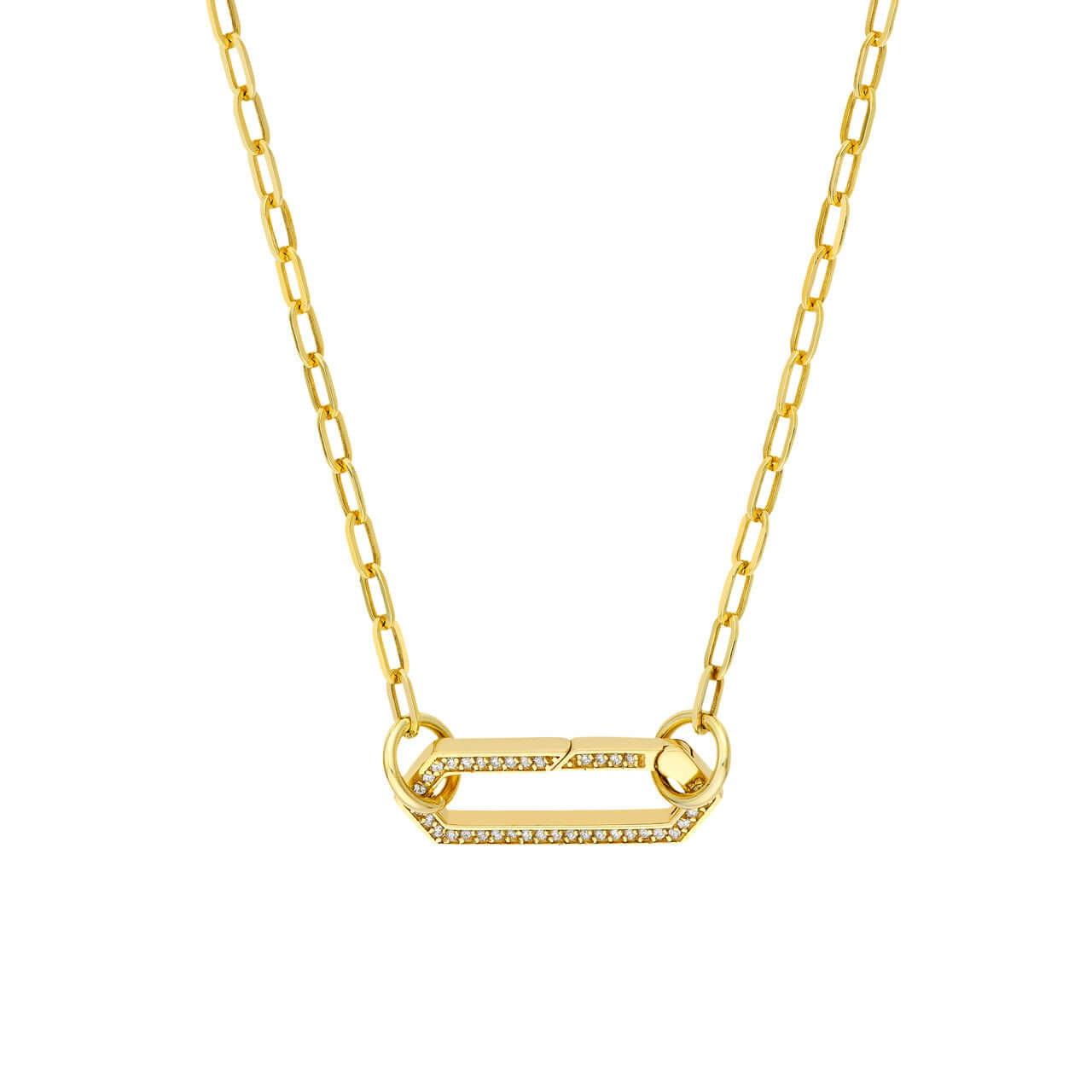 Long Hexagon with Diamonds Push Lock Necklace | Lisa Robin