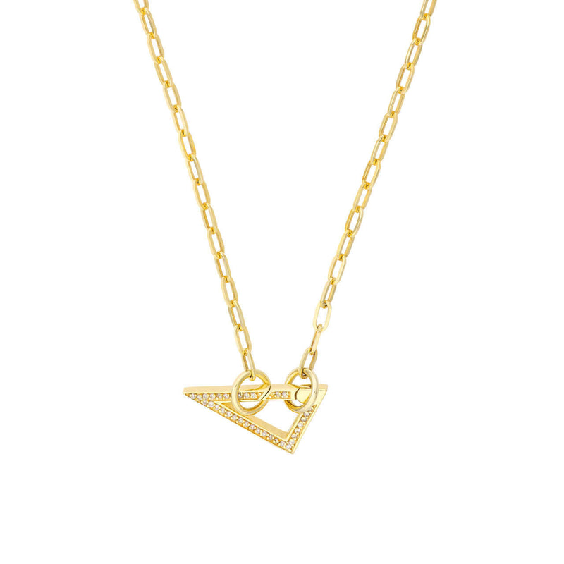 Triangle with Diamonds Push Lock Necklace | Lisa Robin