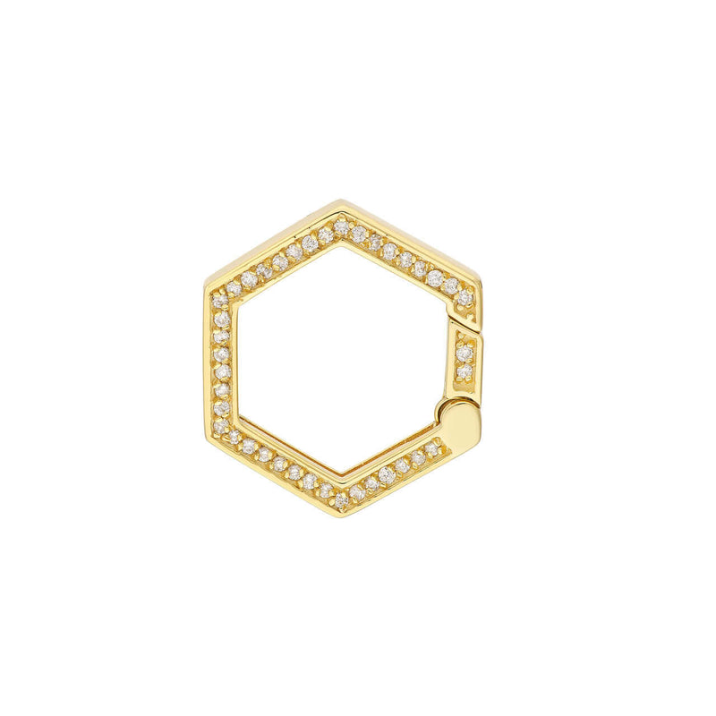 Hexagon with Diamonds Push Lock Necklace | Lisa Robin