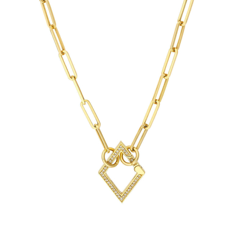 Rhombus with Diamonds Push Lock Necklace | Lisa Robin