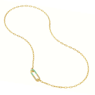 Enamel and Diamonds Oval Push Lock Necklace | Lisa Robin