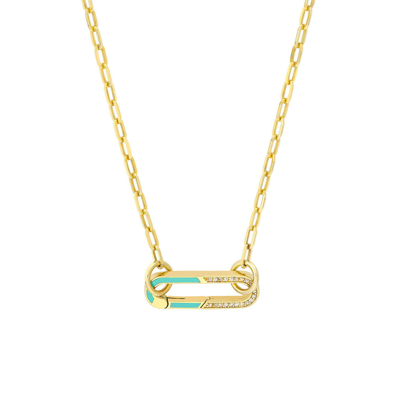 Enamel and Diamonds Oval Push Lock Necklace | Lisa Robin