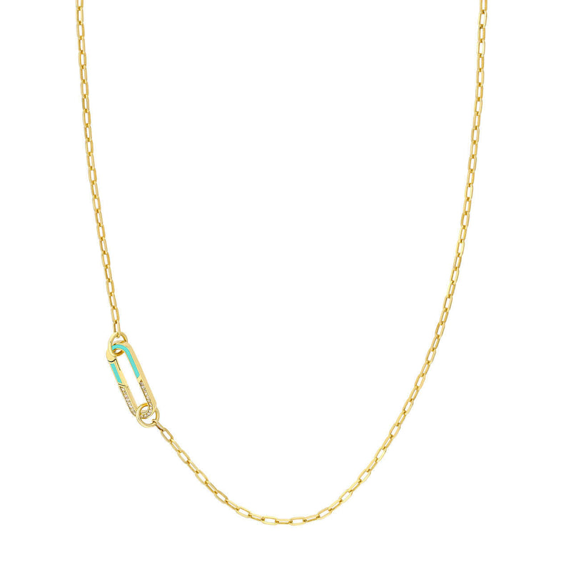 Enamel and Diamonds Oval Push Lock Necklace | Lisa Robin