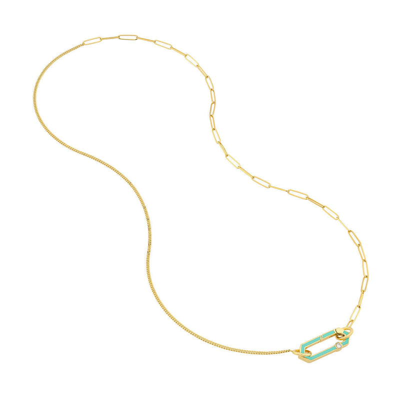 Enameled Hexagon with Diamond Push Lock Necklace | Lisa Robin