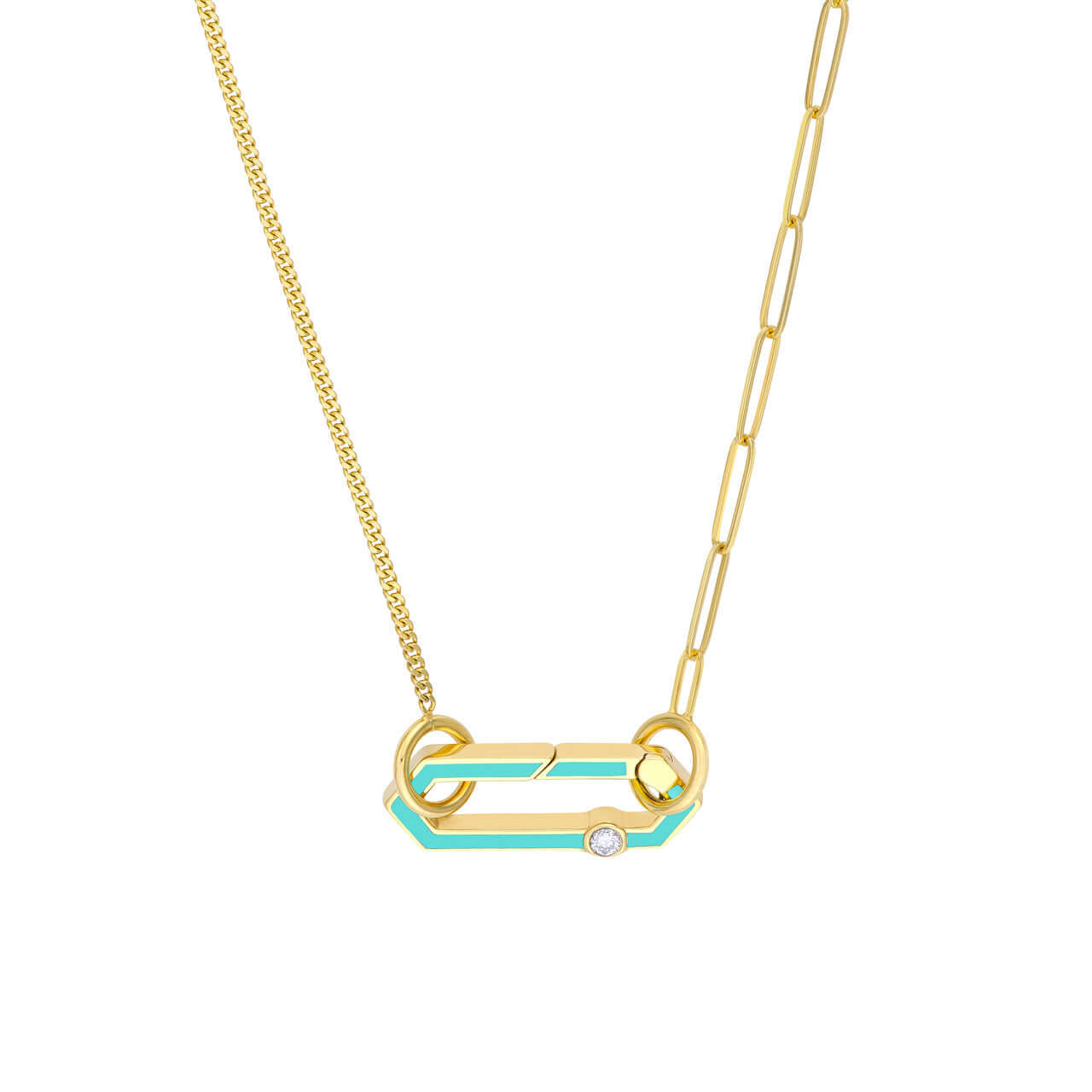 Enameled Hexagon with Diamond Push Lock Necklace | Lisa Robin