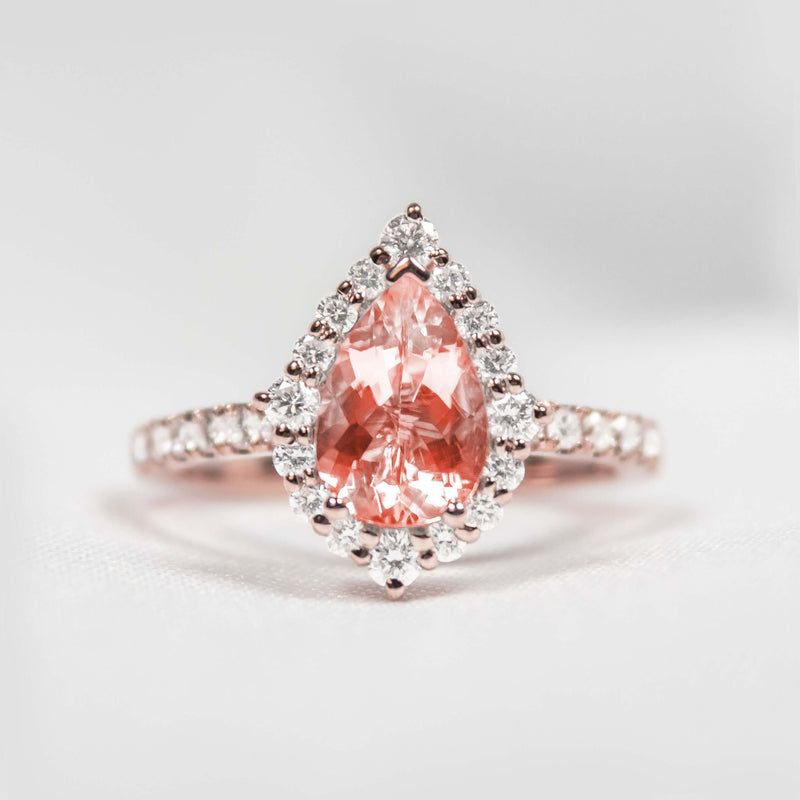 The Sierra Morganite Halo Engagement Ring | Lisa Robin