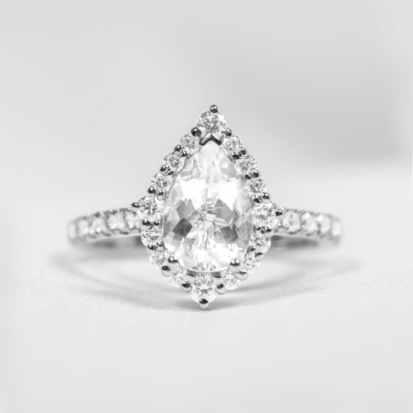 Shown in 1.25 Carat * Sierra Pear Diamond Halo Engagement Ring | Lisa Robin#color_14k-white-gold