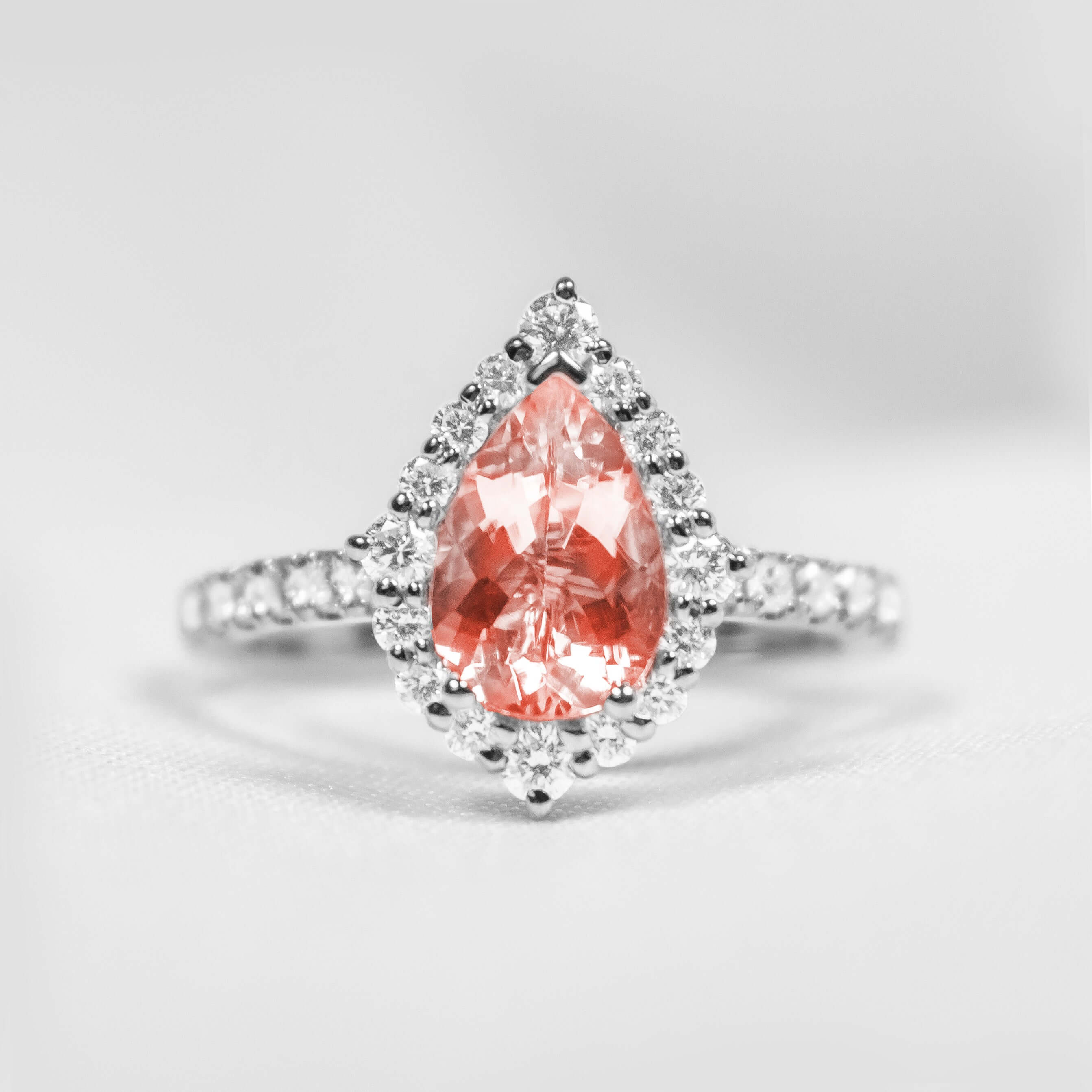 Shown in 1.50 carat Morganite*The Sierra Morganite Halo Engagement Ring | Lisa Robin#color_14k-white-gold