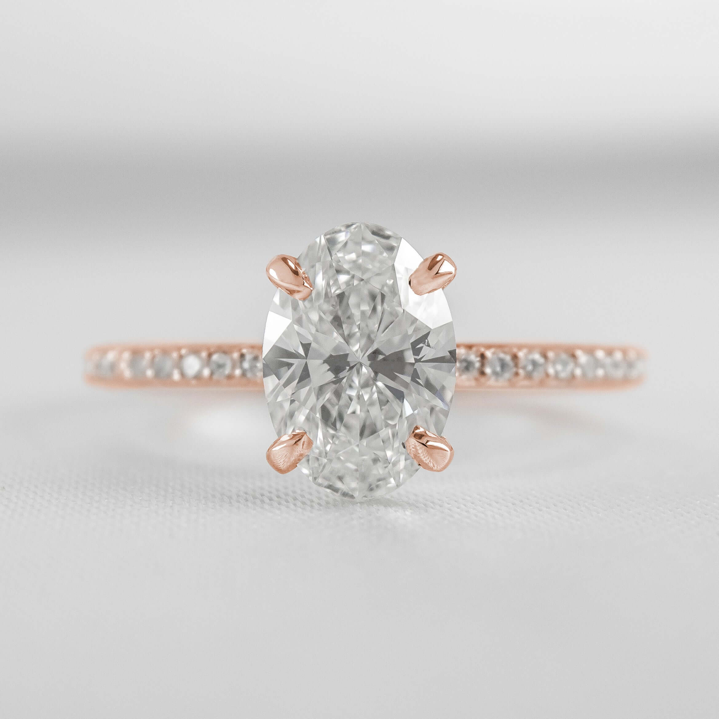 Shown in 1.52 Carat * Diamond Pavé Solitaire Engagement Ring | Lisa Robin#shape_oval
