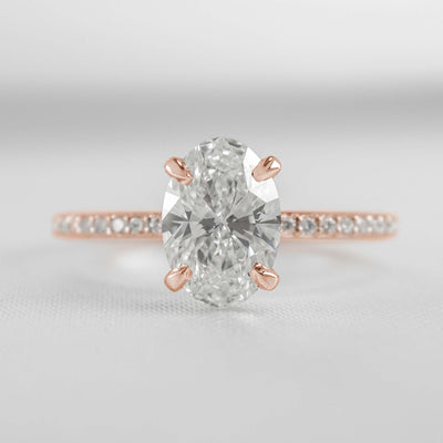 Shown in 1.52 Carat Diamond* The Vivienne Diamond Pavé Solitaire Engagement Ring | Lisa Robin#color_14k-rose-gold