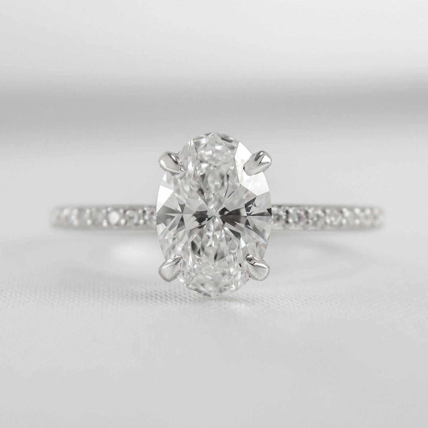 Shown in 1.52 Carat * Diamond Pavé Solitaire Engagement Ring | Lisa Robin#shape_oval