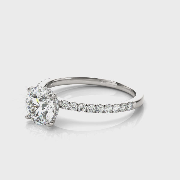 Shown in 1.0 Carat * The Cameron Hidden Halo Pave Round Diamond Engagement Ring | Lisa Robin