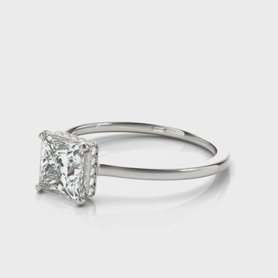 Shown in 1.0 carat * The Casey Hidden Halo Emerald Diamond Engagement Ring | Lisa Robin#shape_princess
