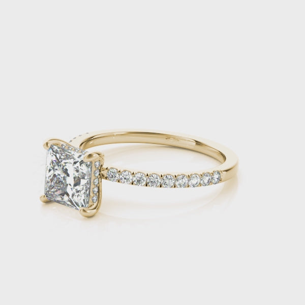 Shown in 1.0 Carat * The Cameron Hidden Halo Pave Round Diamond Engagement Ring | Lisa Robin#shape_princess