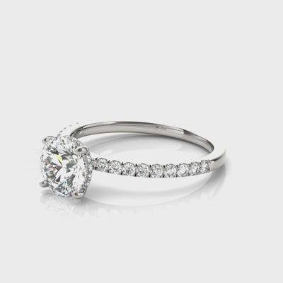 Shown in 1.0 Carat * The Cameron Hidden Halo Pave Round Diamond Engagement Ring | Lisa Robin#color_platium