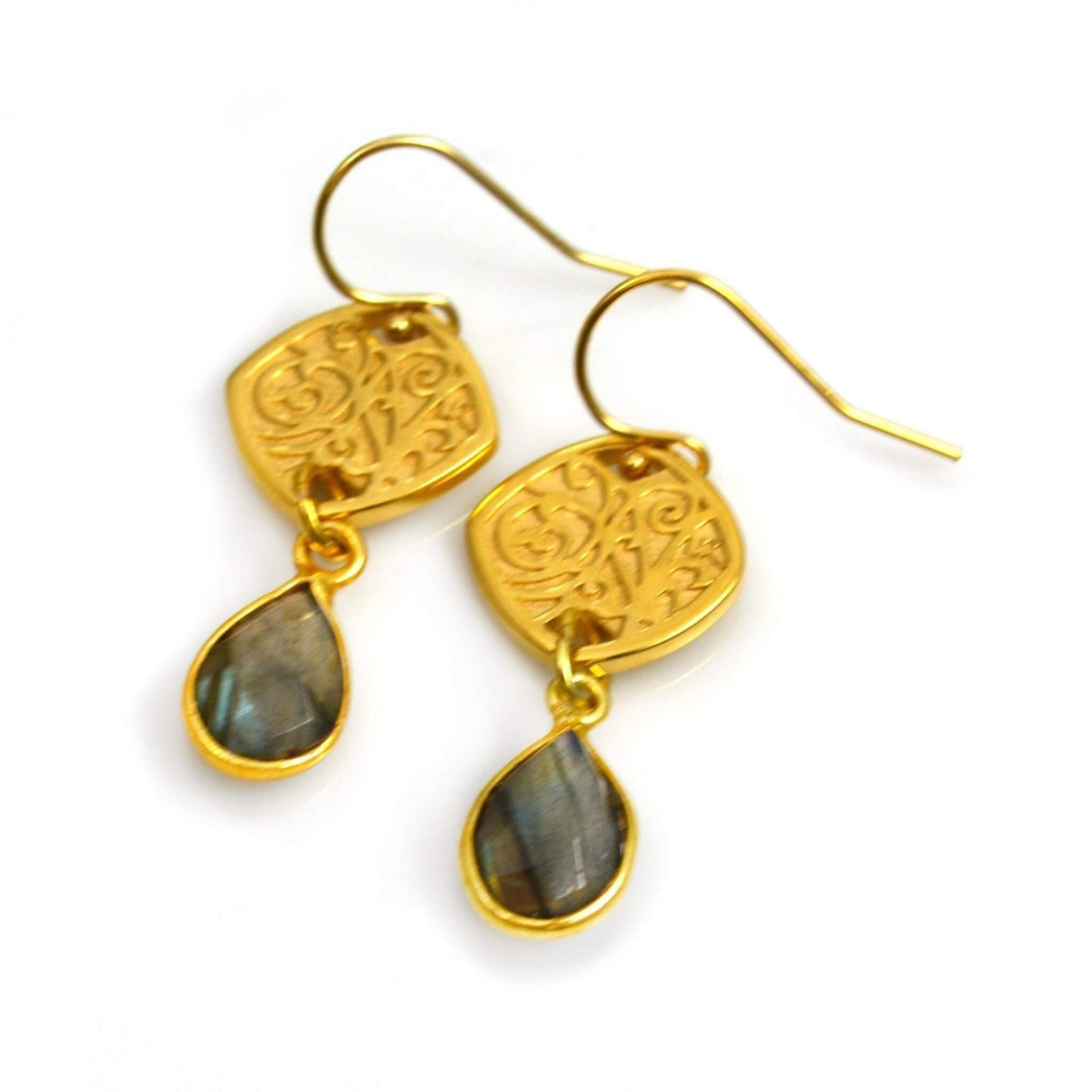 Medallion Gemstone Dangle Earrings - Lisa Robin