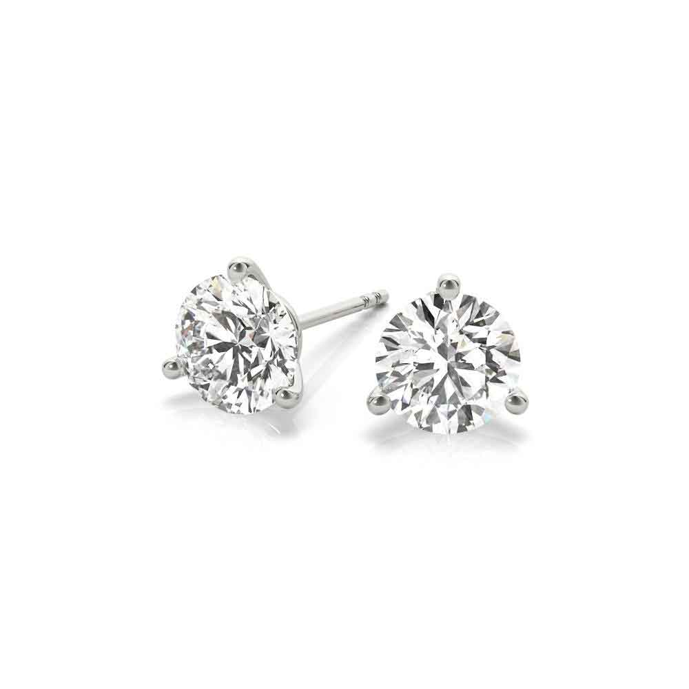 Diamond Stud Earrings Three Prong - Lisa Robin