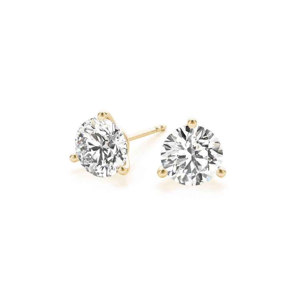 Diamond Stud Earrings Three Prong - Lisa Robin