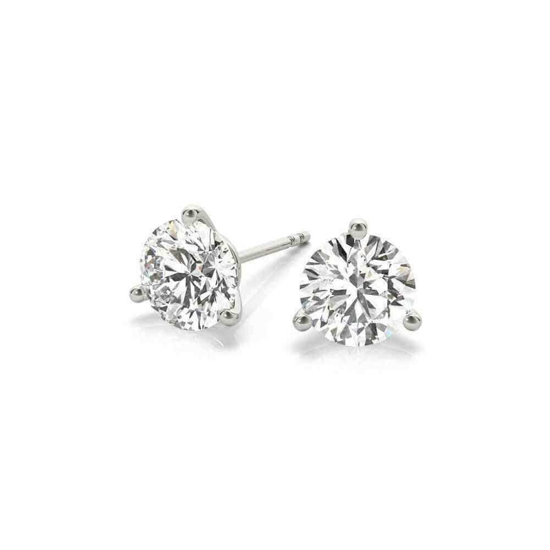 Mined Diamond 3 Prong Stud Earrings