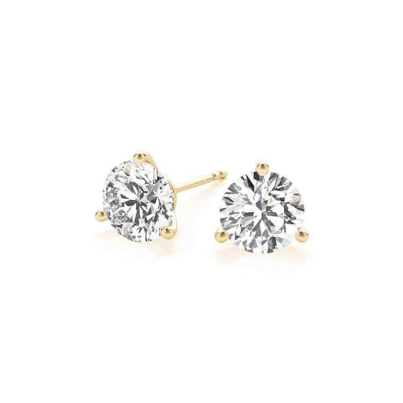 Mined Diamond 3 Prong Stud Earrings