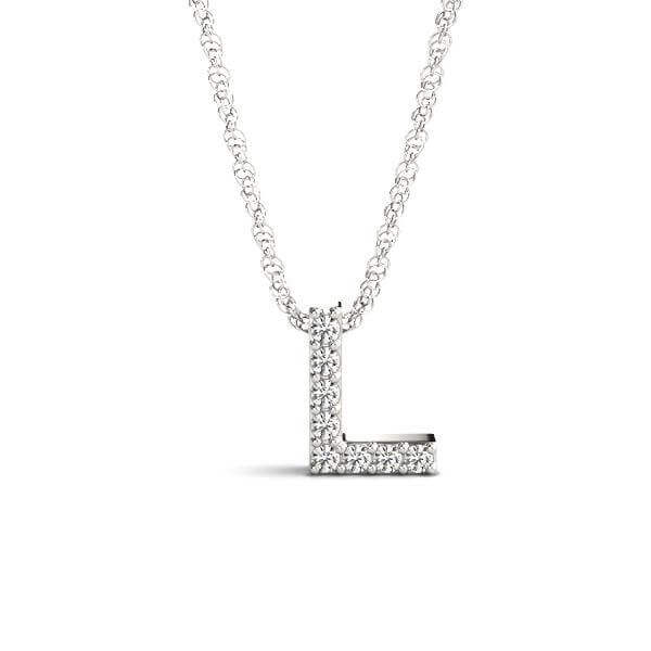 Petite Diamond 14K White Gold Initial Pendant Necklace | Lisa Robin