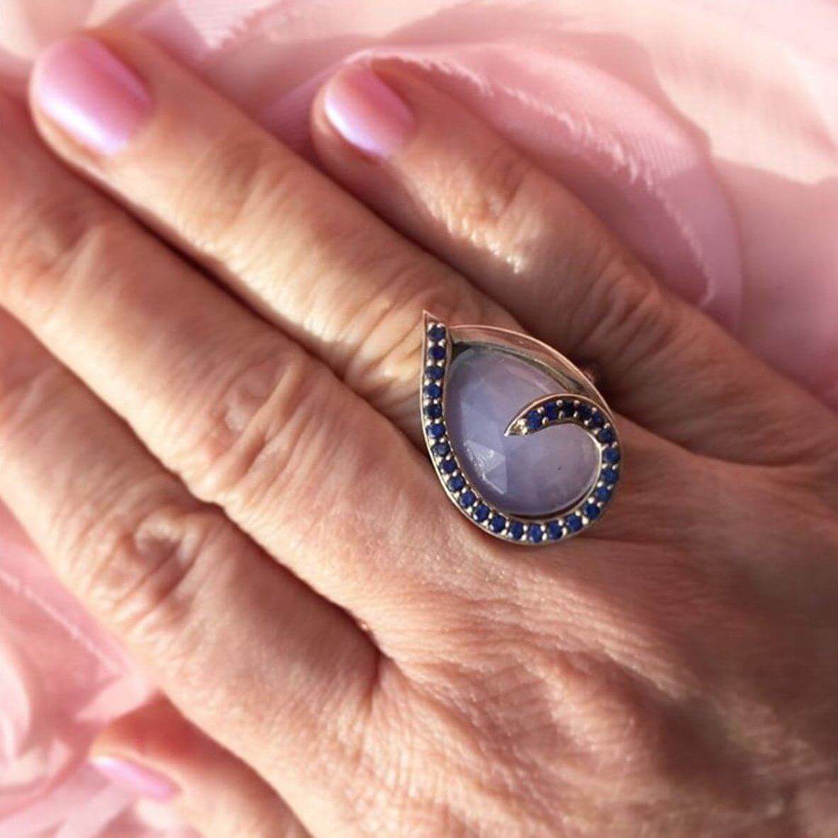 Sapphires Around Chalcedony Ring | Lisa Robin
