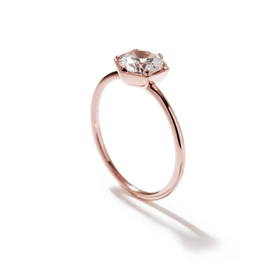 The Genevieve Round Diamond Hexagon Engagement Ring - Lisa Robin#color_18k-rose-gold
