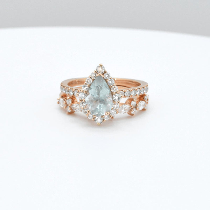 The Sierra Pear Aquamarine Halo Engagement Ring - Lisa Robin