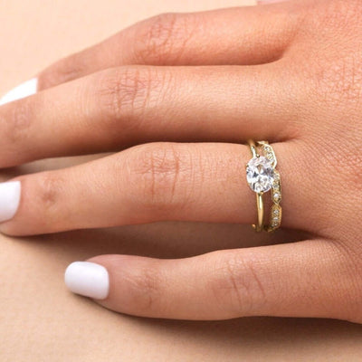 Shown in 1.0 Carat * The Mia East West Oval Engagement Ring on Finger | Lisa Robin#shape_oval